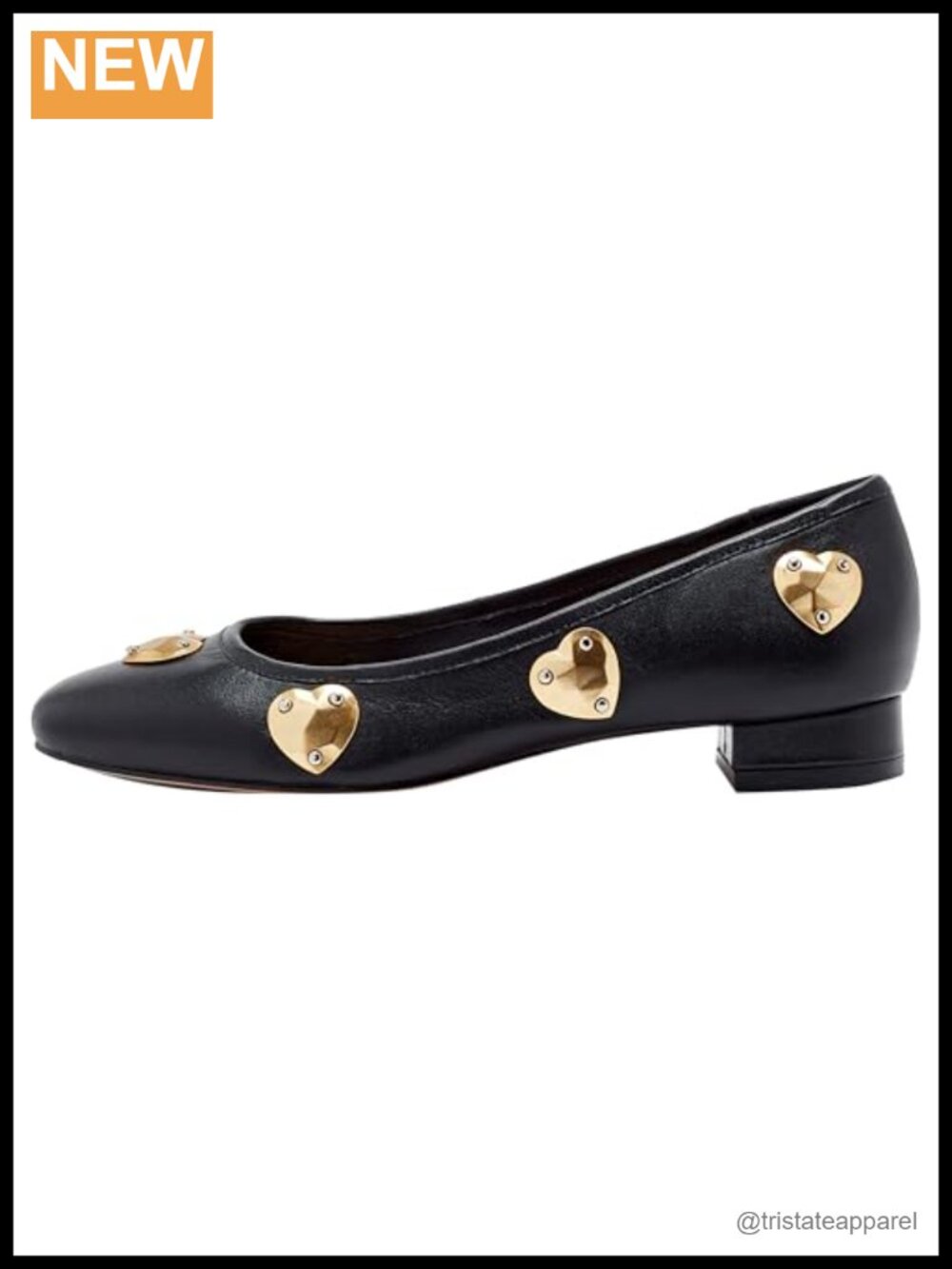 Cinq à Sept Leather Block Heel Ballet Pump Round Toe Pull-On Work Shoe